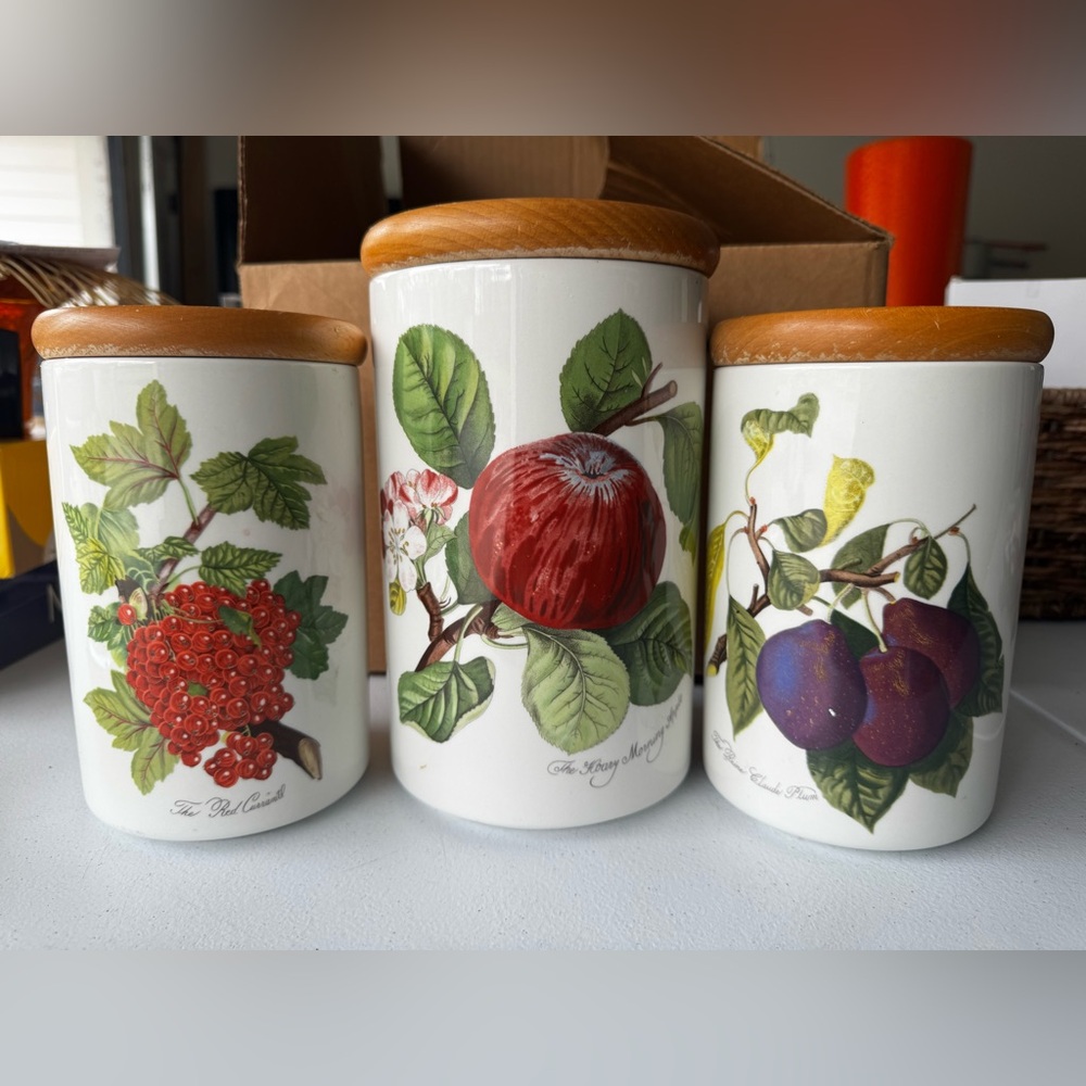 vintage Portmeirion Pomona ceramic canisters set of 3